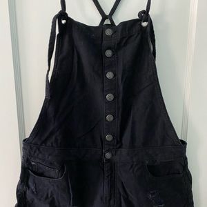 American eagle black denim overalls